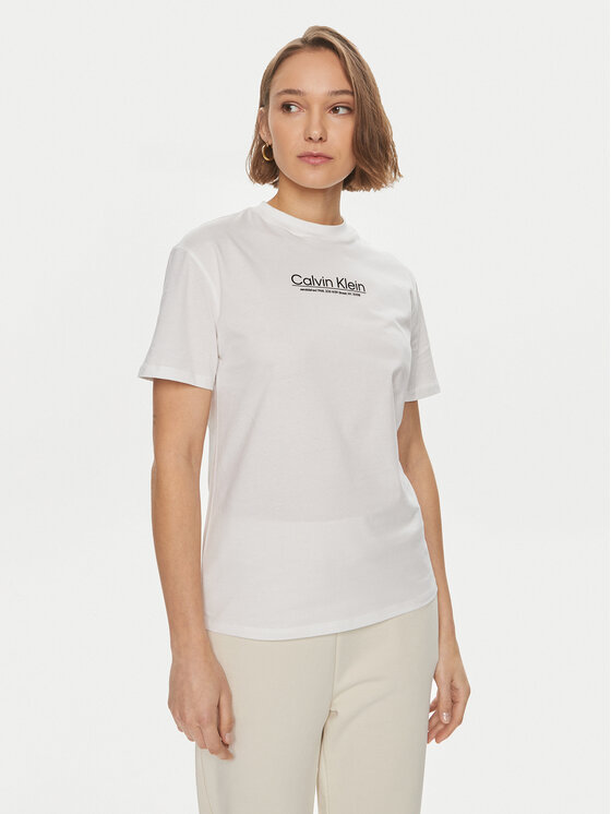 Calvin Klein Calvin Klein Tricou Coordinates K20K207005 Alb Regular Fit