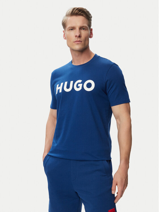 HUGO Tricou Dulivio 50467556 Albastru Regular Fit