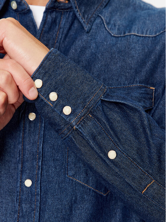 Wrangler Wrangler camicia di jeans 27Mw 112341088 Blu scuro Regular Fit