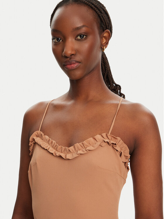 BARDOT BARDOT Koktel haljina Tatian Frill Trim 59885DB Smeđa Regular Fit