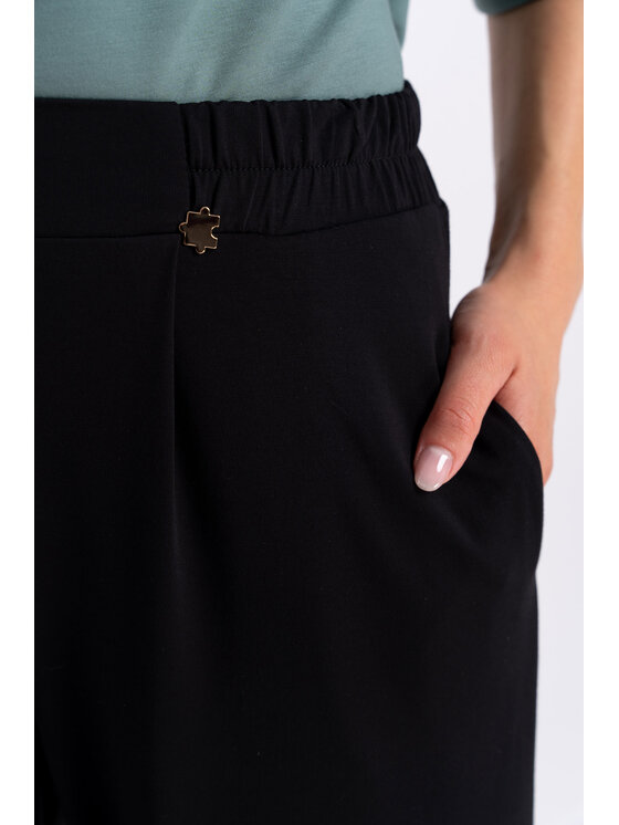 CLICK CLICK Kalhoty z materiálu 30-451 Černá Wide Fit