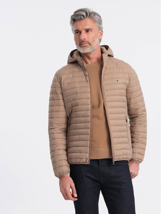 Ombre Ombre Kurtka przejściowa OM-JALP-0156 Brązowy Regular Fit