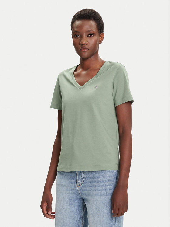 Gant Gant T-särk Shield 4200750 Roheline Regular Fit