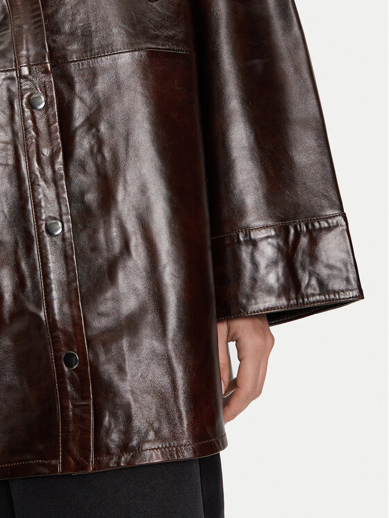Gestuz Gestuz Usnjena jakna Lonie 10909468 Rjava Loose Fit