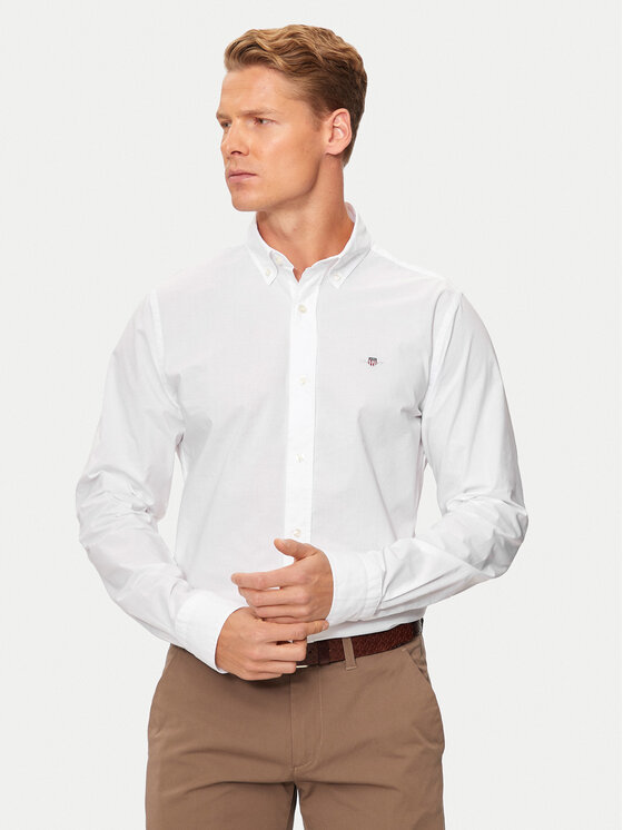 Gant Košeľa Poplin 3000102 Biela Slim Fit