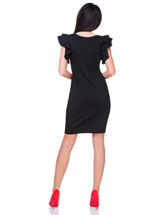 Tessita Tessita Sukienka elegancka T165 Czarny Straight Fit