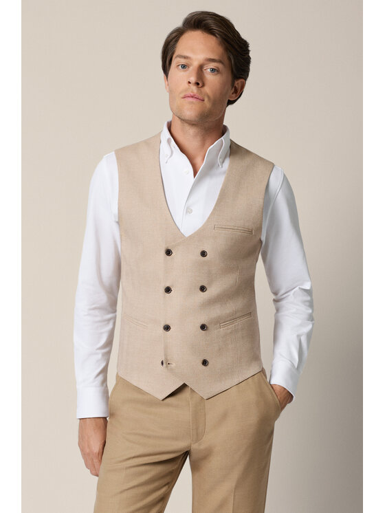 Lancerto Lancerto Kamizelka garniturowa Mezzano KA131126000001 Beżowy Slim Fit