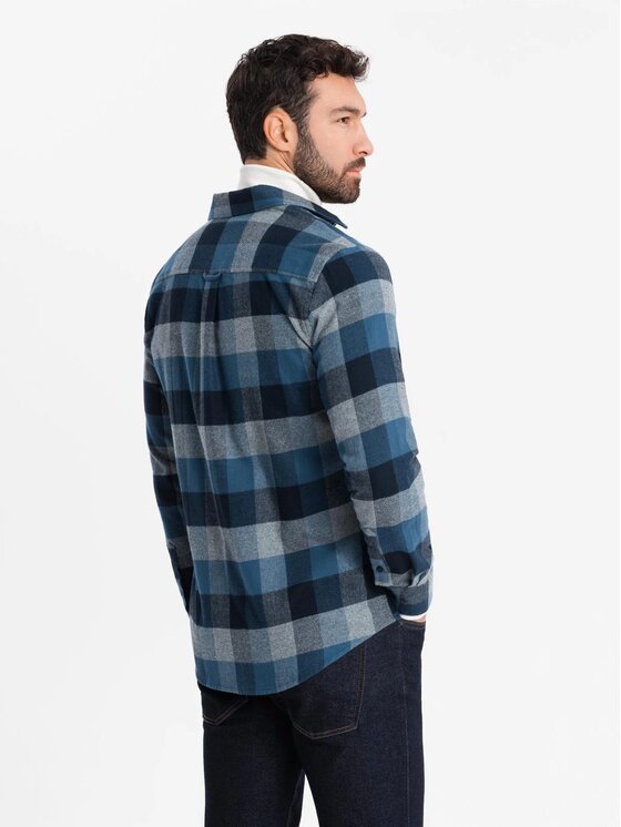 Ombre Ombre Košile OM-SHCS-0150 Tmavomodrá Regular Fit