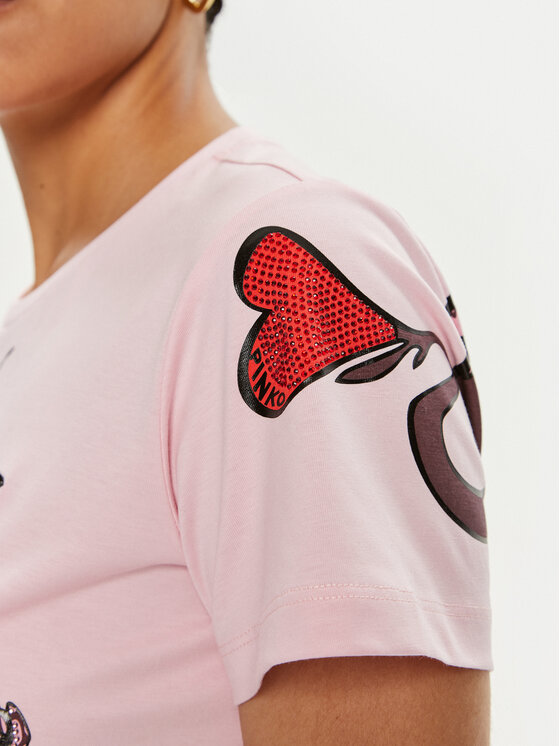 PINKO Pinko T-Shirt Quentin 100535 A1QT Růžová Regular Fit