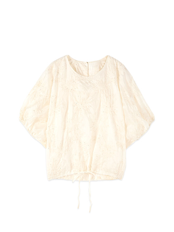 Oltre Oltre Blusa 2035E000393N021 Bianco Boxy Fit