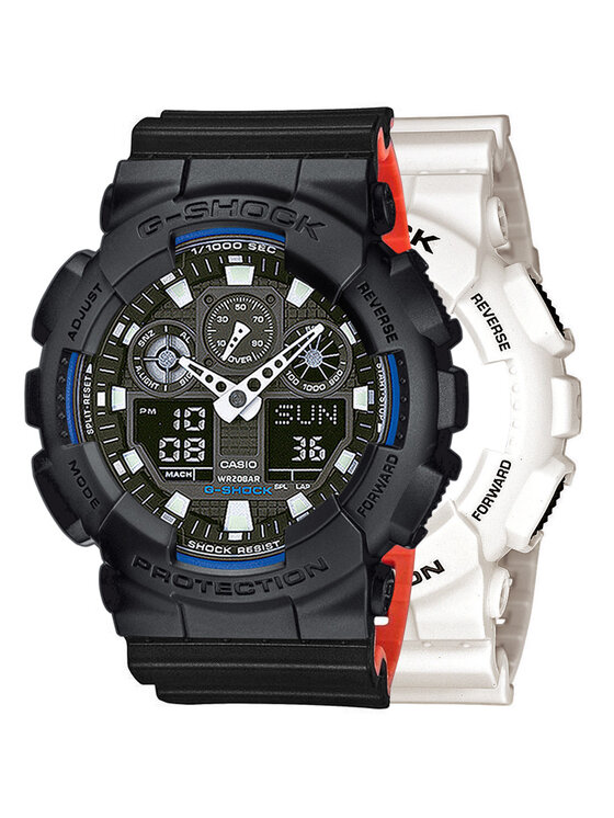 Casio Casio Zegarek SET GA-100B-7AER + BEZEL 10358741 + PASEK 10577142 Biały