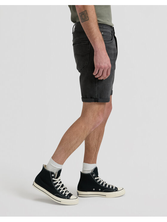 Lee Lee Szorty jeansowe RIDER SHORT Szary Slim Fit