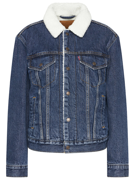 Levi's® Levi's® Teksajakk Ex-Boyfriend Sherpa Trucker 36137-0034 Tumesinine Regular Fit
