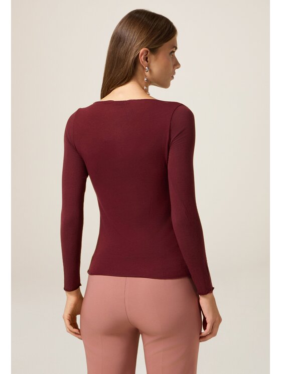 Oltre Oltre T-shirt G049J104293N036 Bordeaux Slim Fit