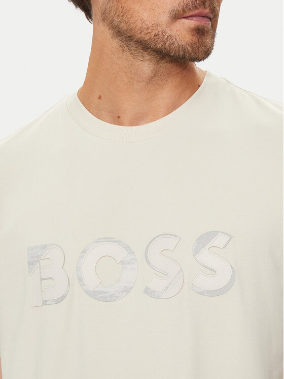 BOSS Boss Marškinėliai Jagged 1 50519365 Écru Relaxed Fit
