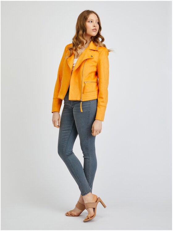Orsay Orsay Kurtka skórzana 845022242000__38 Pomarańczowy Regular Fit