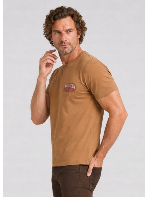 Wrangler Wrangler T-Shirt Small Logo Tee Brązowy Oversize