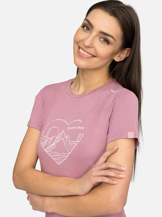 Viking Viking T-Shirt Lenta Bamboo Light Lady Różowy Regular Fit