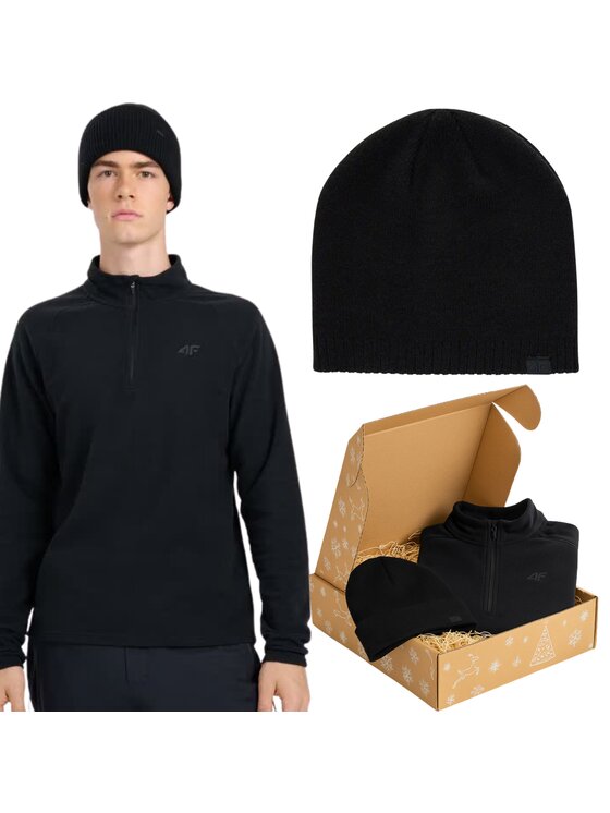 4F 4F Felpa di pile UFLEM065-ACAPU633-Paczka-20S Nero Authentic Slim Fit