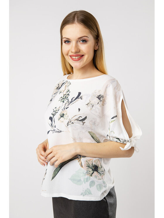 QUIOSQUE QUIOSQUE Blúzka BOTANIC BLOUSE Écru Regular Fit