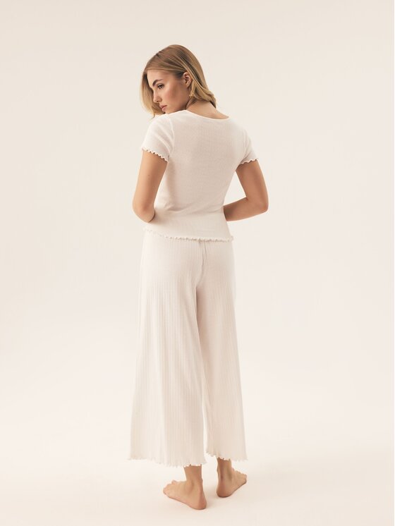 Esotiq Esotiq Piżama 43208 Kremowy Regular Fit