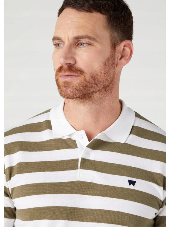 Wrangler Wrangler T-Shirt STRIPE POLO Zielony Regular Fit