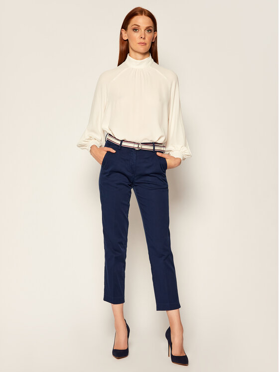Tommy Hilfiger Tommy Hilfiger Hlače iz tkanine Dobby WW0WW27285 Mornarsko modra Regular Fit