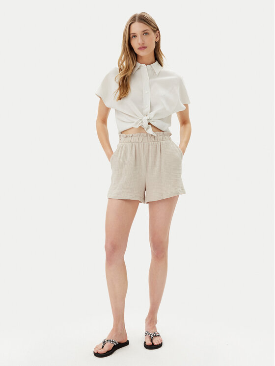 Vero Moda Vero Moda Kratke hlače iz tkanine Natali 10279687 Bež Baggy Fit