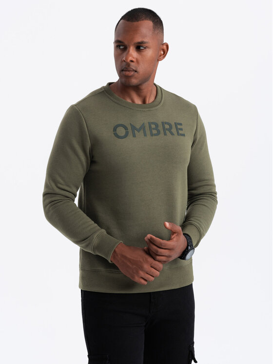 Ombre Ombre Mikina OM-SSPS-0181 Khaki Regular Fit