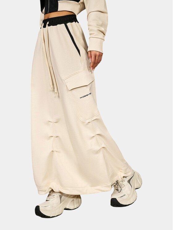 MADE BY SOCIETY MADE BY SOCIETY Spódnica maxi Fusta TEXTURE - F27140 Beżowy Basic Fit