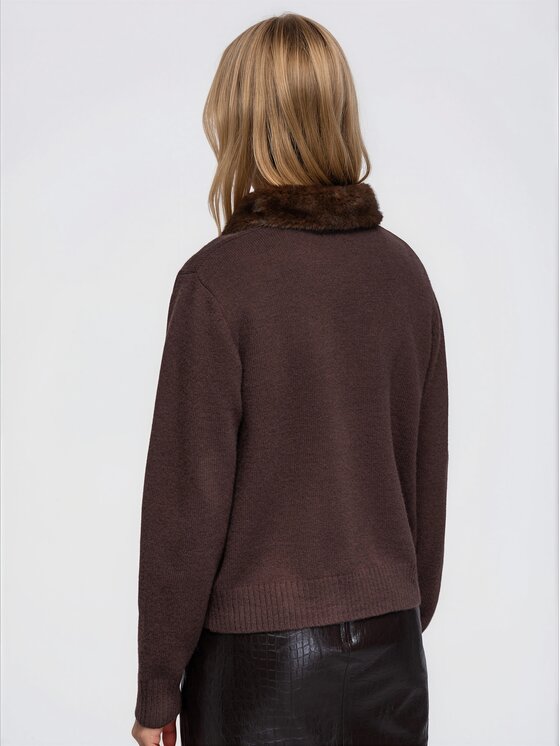 Ombre Ombre Sweter OW-SW-E0069 Brązowy Regular Fit