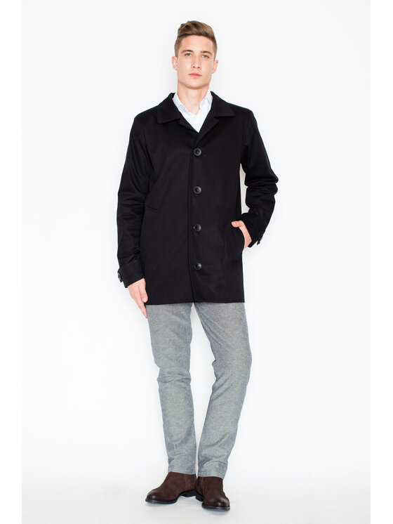 Visent Visent Cappotto di transizione V028 Nero Regular Fit