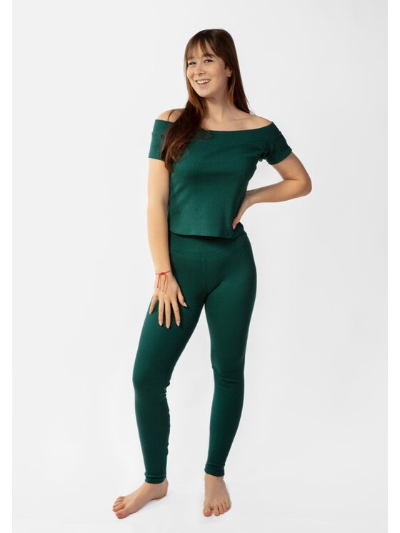 DKaren Sport DKaren Sport Komplet bluzka i spodnie Bayo Zielony Slim Fit