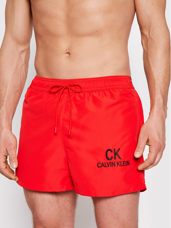 Calvin Klein Swimwear Szorty kąpielowe Core 90s KM0KM00562 Czerwony Regular Fit