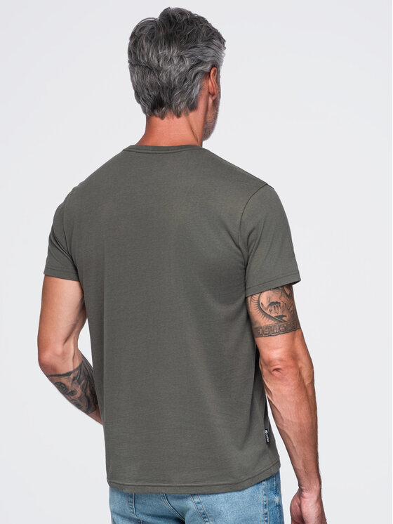 Ombre Ombre T-Shirt OM-TSCT-0305 Tmavě šedá Regular Fit