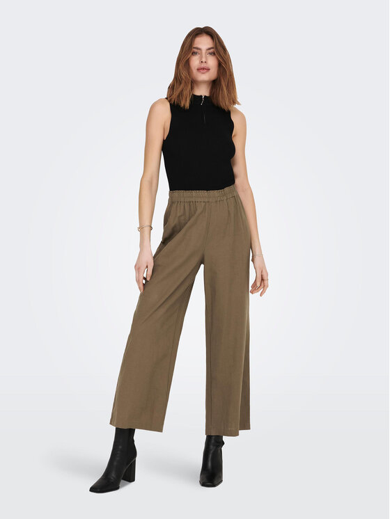 ONLY ONLY Spodnie materiałowe Tokyo 15259590 Brązowy Straight Fit