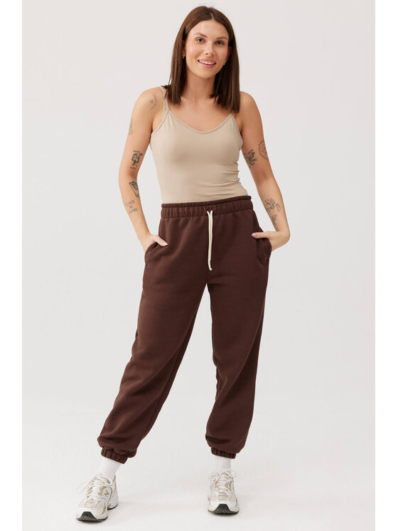 Lunedi Lunedi Spodnie dresowe Cozy Brązowy Regular Fit