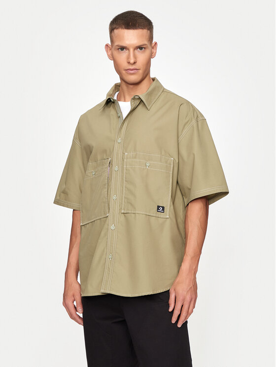 Converse Krekls M Wordmark Utility Shirt 10026433-A02 Haki Regular Fit