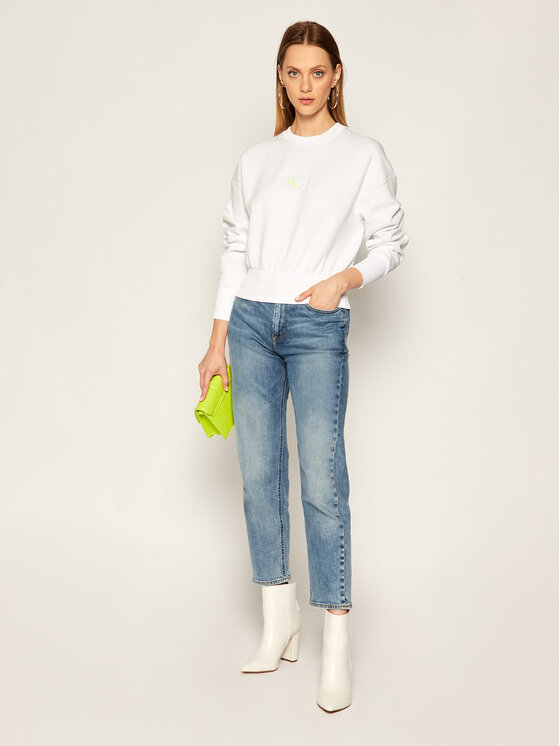 Calvin Klein Jeans Calvin Klein Jeans Bluza J20J214208 Biały Regular Fit
