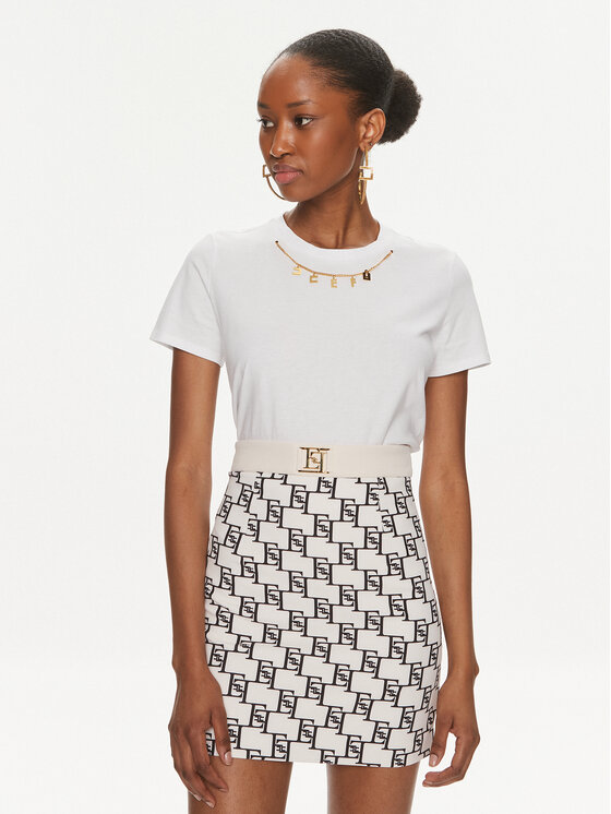 Elisabetta Franchi T Shirt MA 011 41E2 V200 Bila Regular Fit Modivo.cz