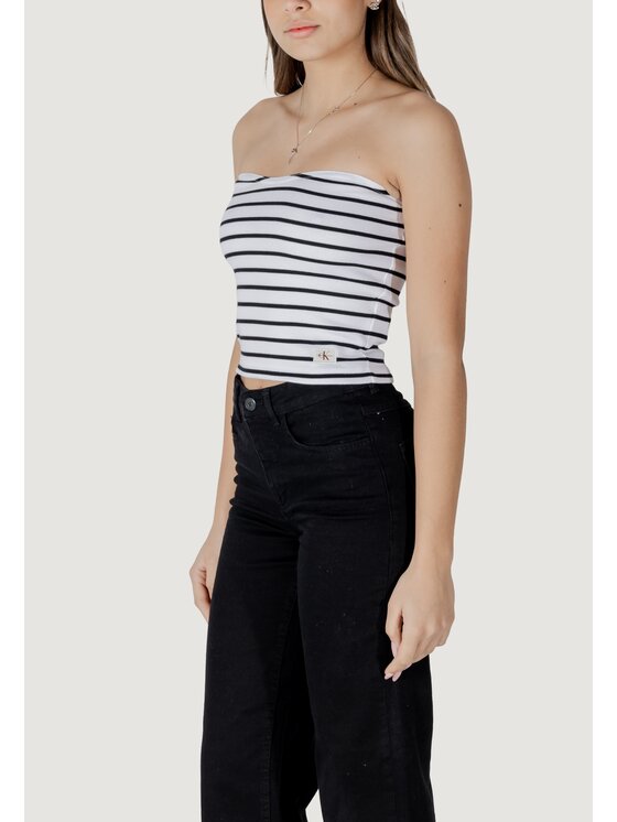 Calvin Klein Jeans Calvin Klein Jeans T-shirt WOVEN LABEL RIB Bianco Rib Fit