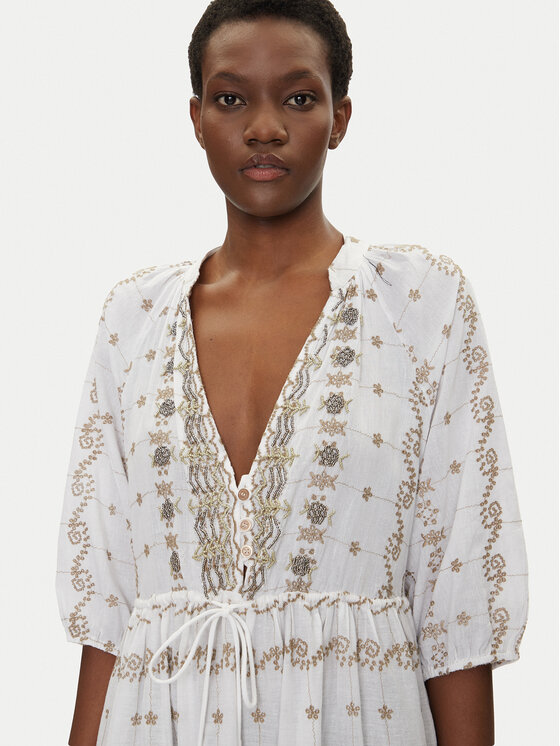 Iconique Iconique Φόρεμα καλοκαιρινό IC25-016 Λευκό Relaxed Fit