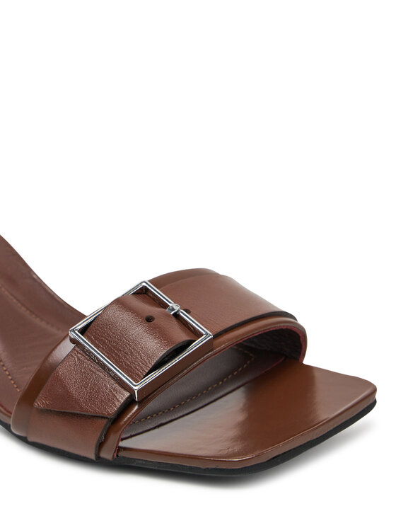 Calvin Klein Calvin Klein Klapki Heel Mule 50 W/Buckle - Lth HW0HW02478 Brązowy