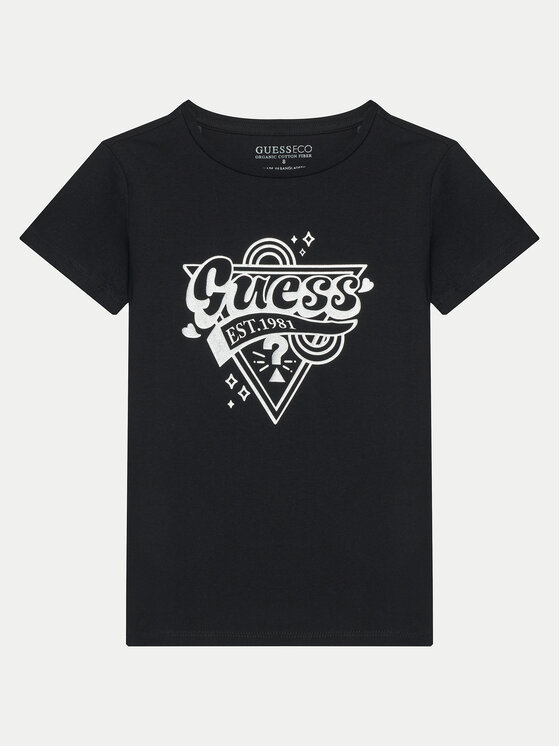 Guess Guess T-shirt J5RI02 K6YW4 Crna Regular Fit