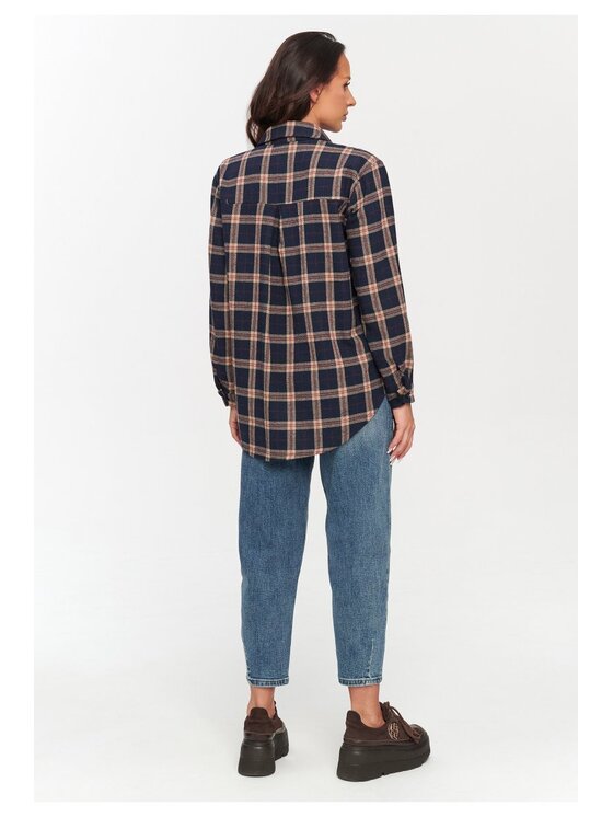 Makadamia Makadamia Koszula C75 Granatowy Loose Fit