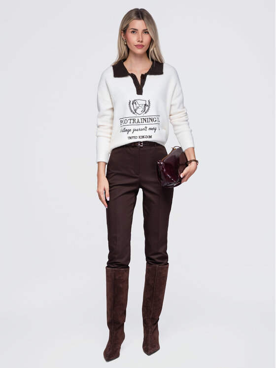 Ombre Ombre Svetr OW-SW-E0015 Béžová Relaxed Fit