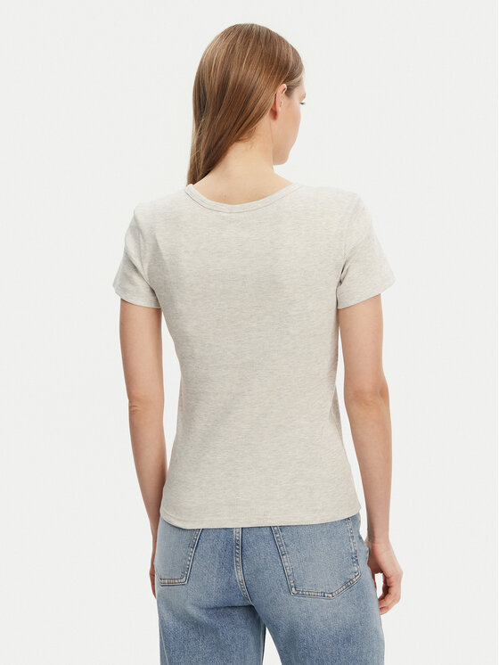 Pieces Pieces Тишърт May 17154483 Сив Slim Fit