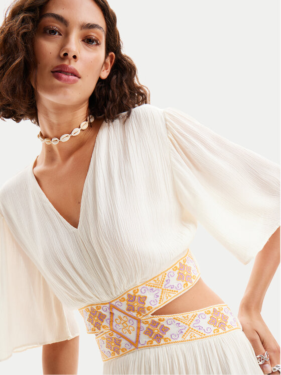 Desigual Desigual Лятна рокля Minelli 24SWVW24 Екрю Regular Fit