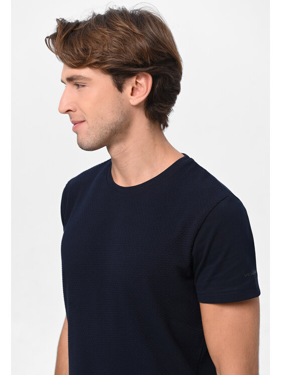 Volcano Volcano T-Shirt TM-DARK Granatowy Regular Fit