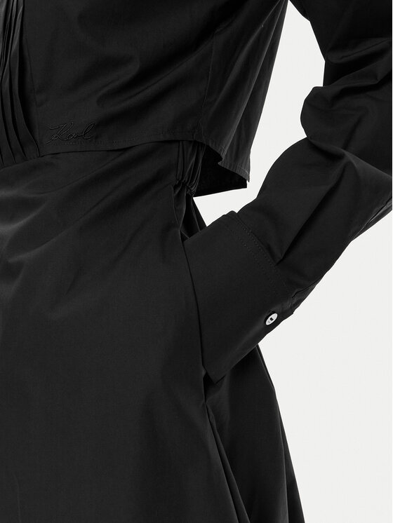 KARL LAGERFELD KARL LAGERFELD Φόρεμα πουκάμισο 245W1303 Μαύρο Regular Fit
